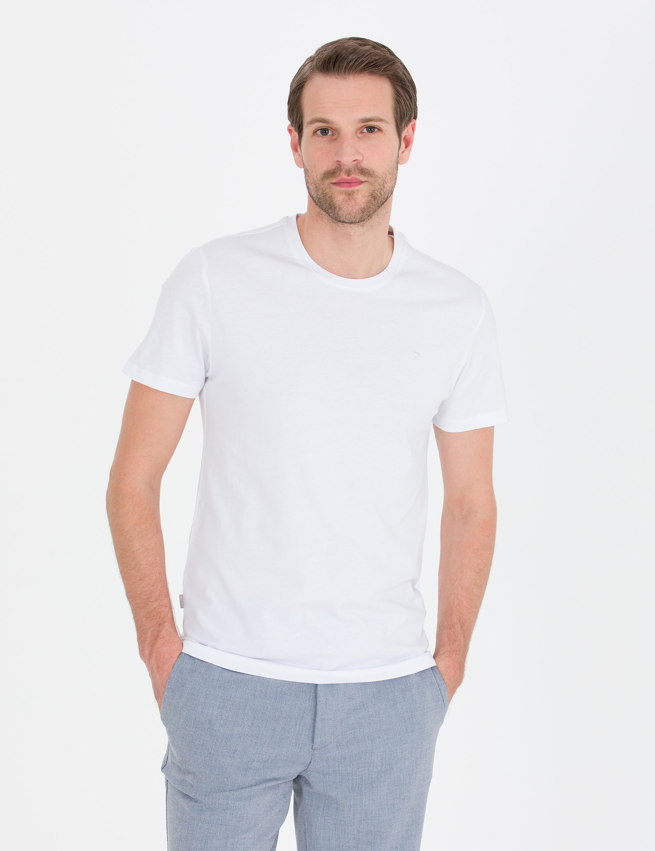 Beyaz Slim Fit Bisiklet Yaka Basic Tişört