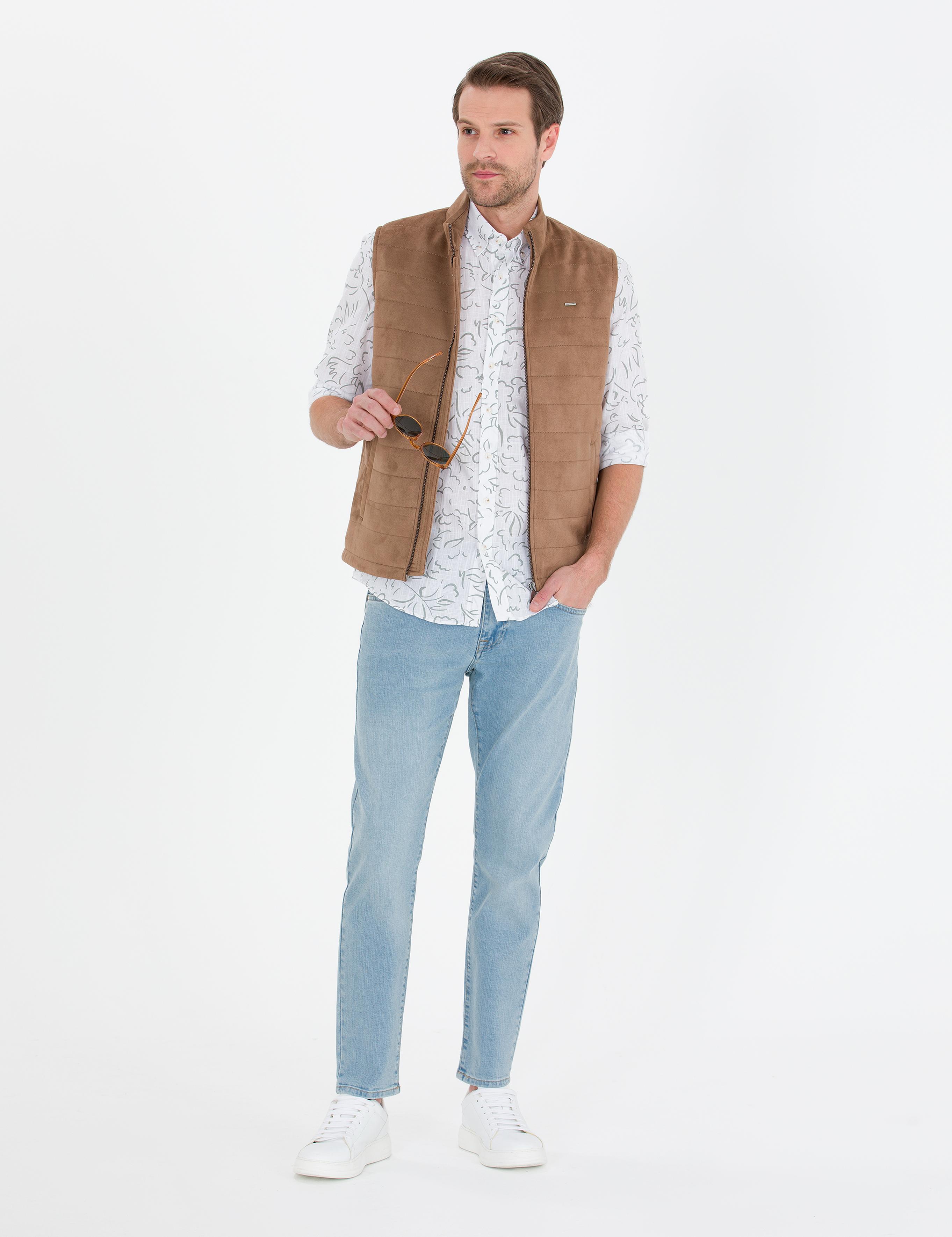 Vizon Suni Deri Yelek