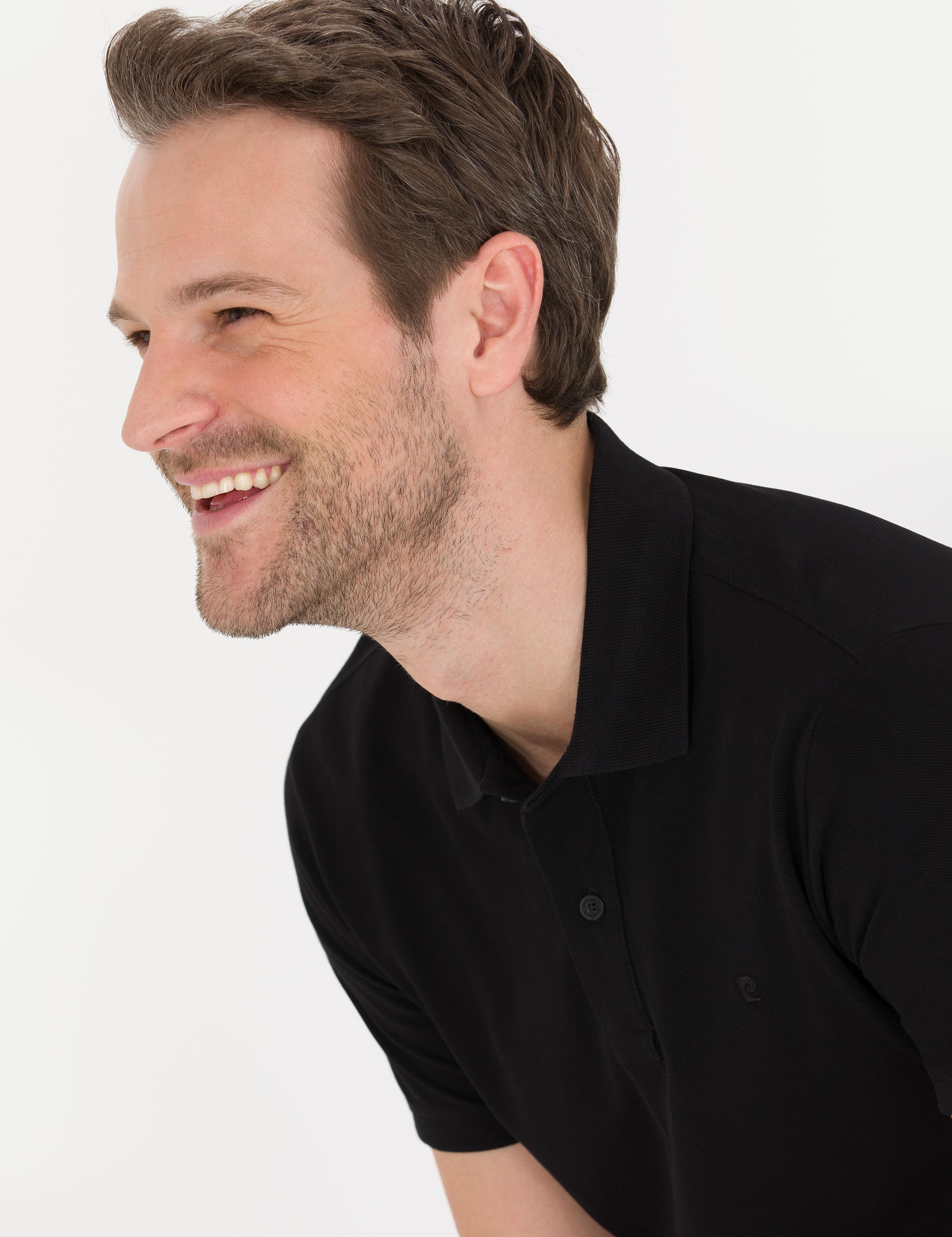 Siyah Slim Fit Polo Yaka Basic Tişört