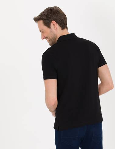 Siyah Slim Fit Polo Yaka Basic Tişört