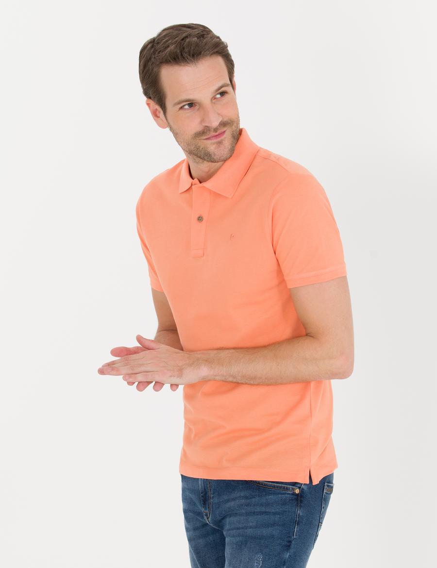Pembe Slim Fit Polo Yaka Basic Tişört
