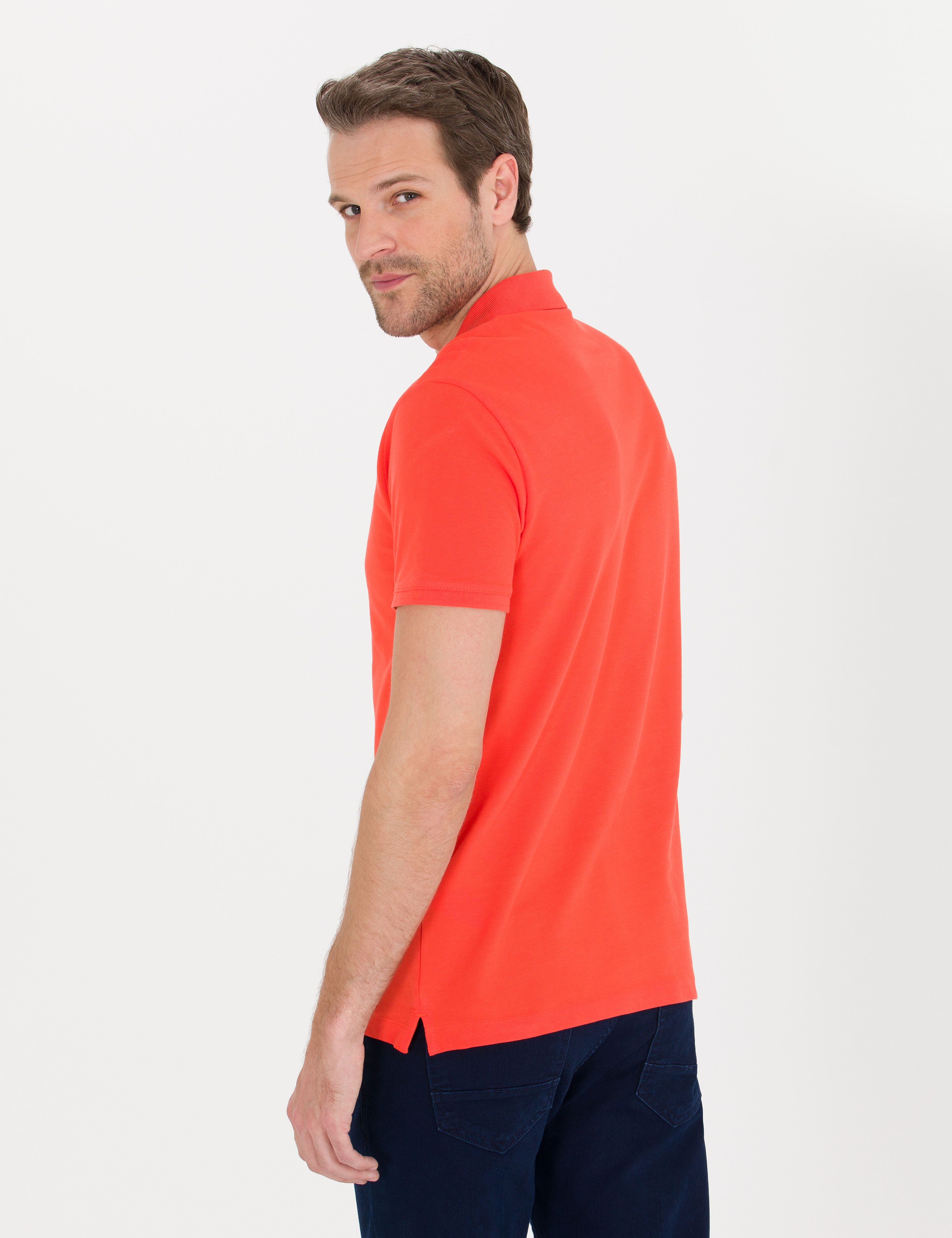 Kırmızı Slim Fit Polo Yaka Basic Tişört