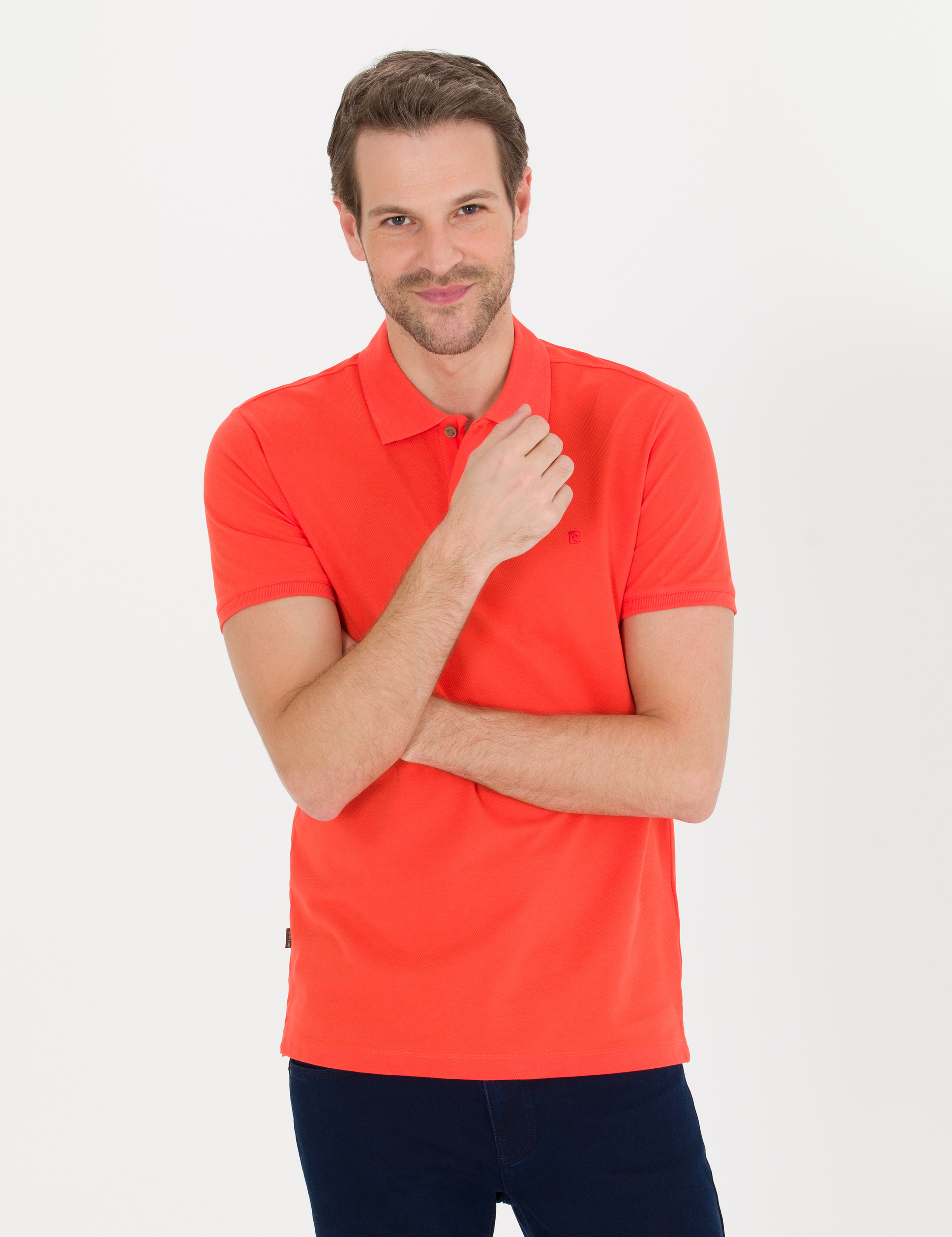 Kırmızı Slim Fit Polo Yaka Basic Tişört - Image 2