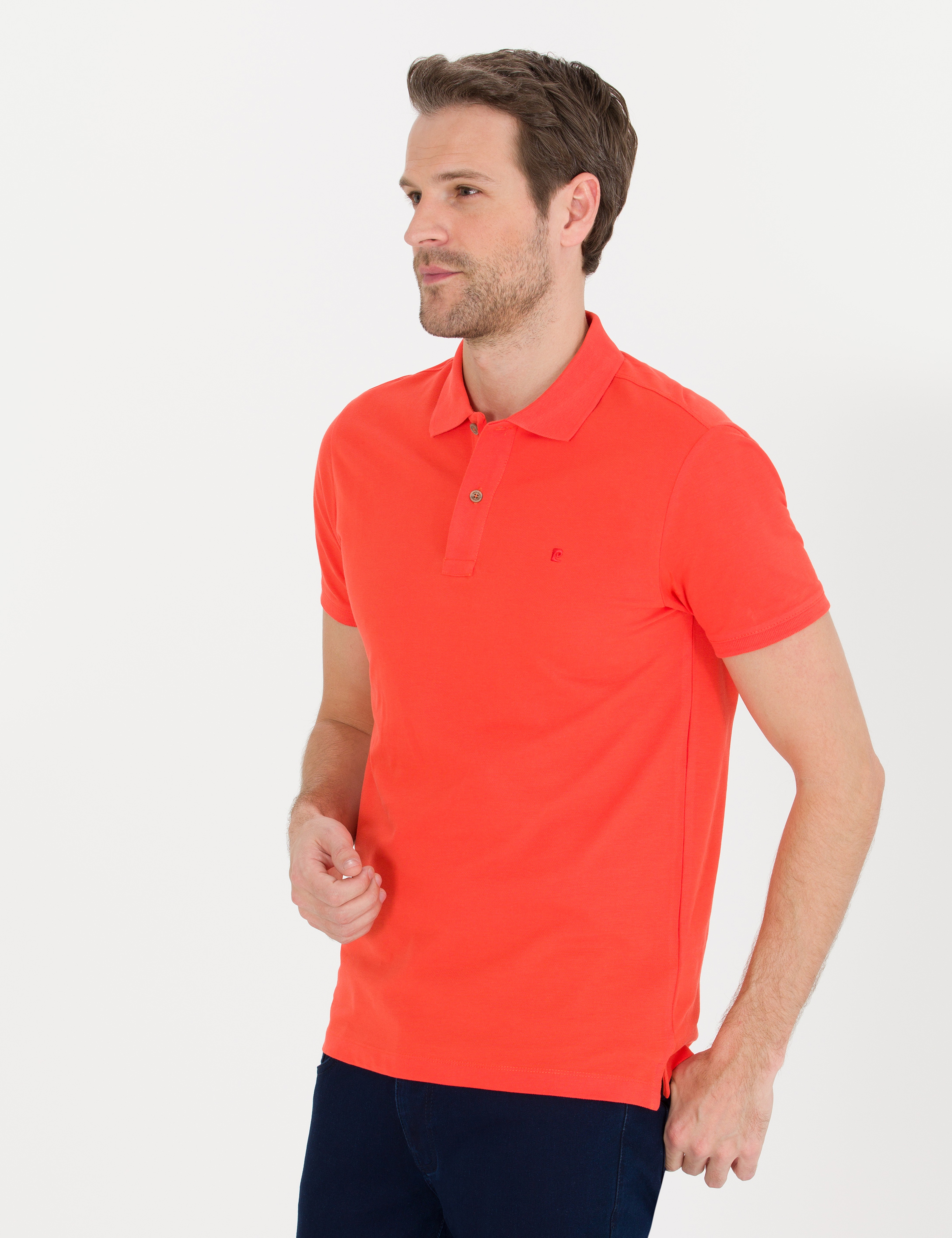Kırmızı Slim Fit Polo Yaka Basic Tişört - Image 4