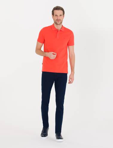 Kırmızı Slim Fit Polo Yaka Basic Tişört