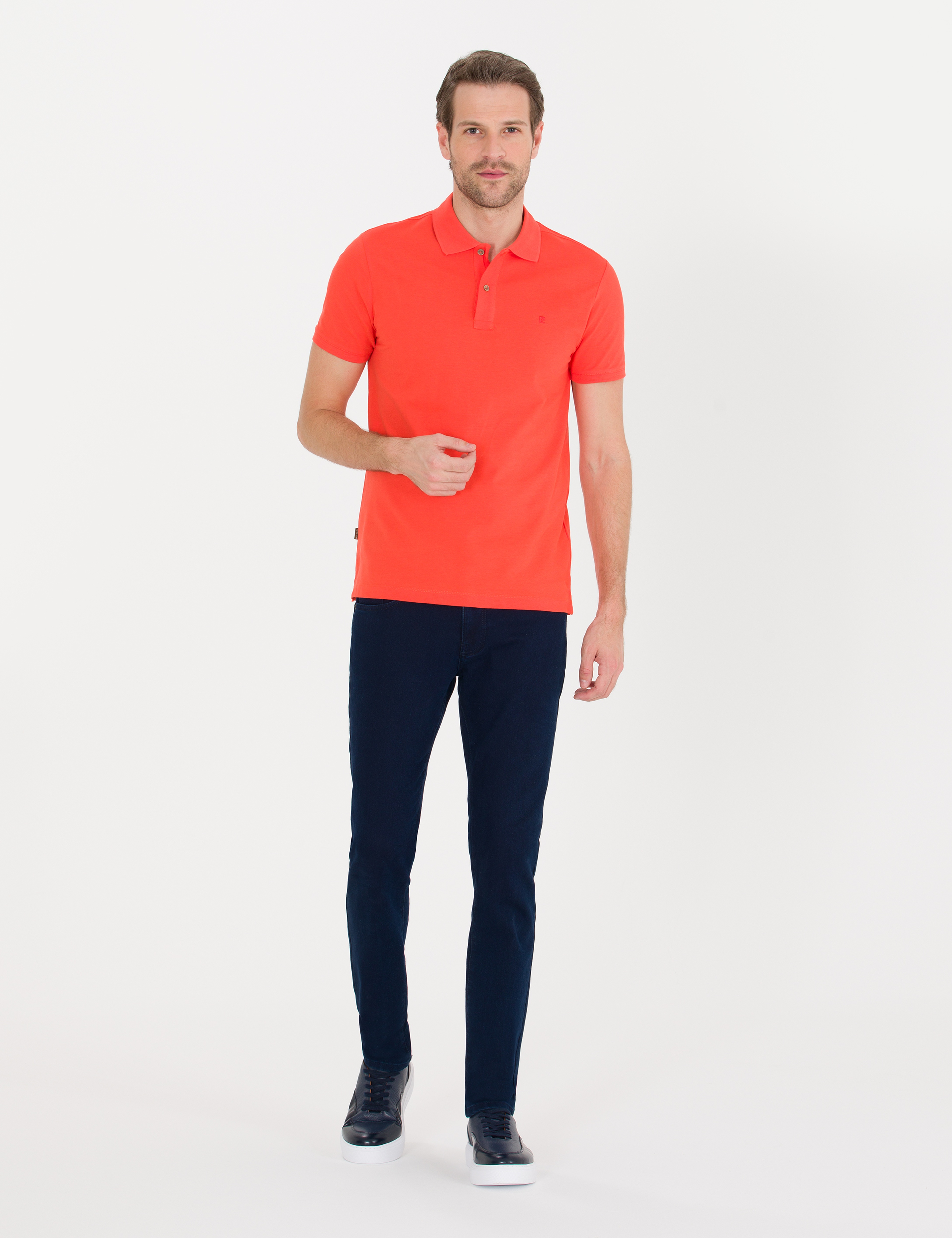 Kırmızı Slim Fit Polo Yaka Basic Tişört - Image 3