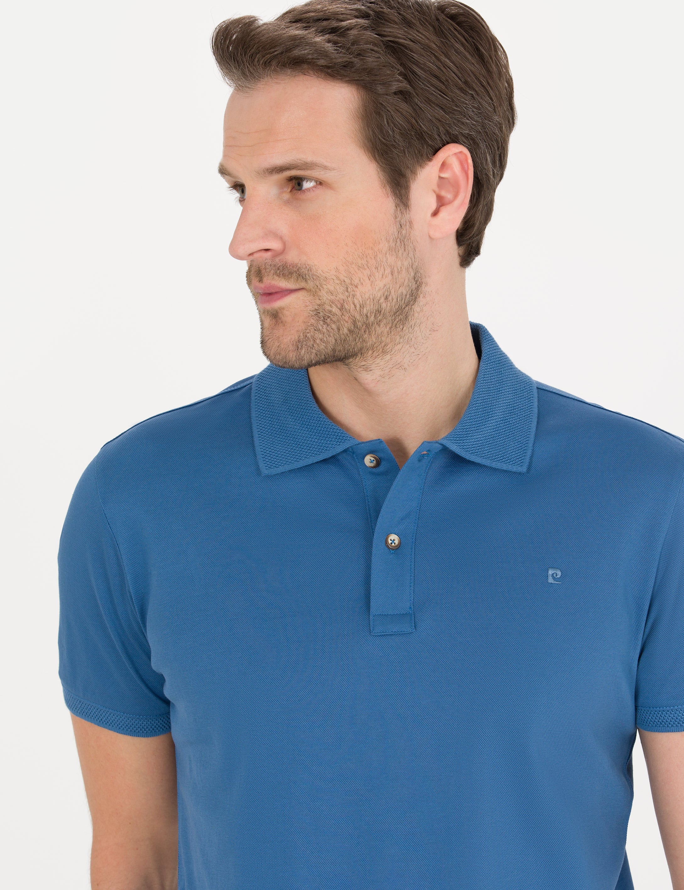 Pierre Cardin Koyu Mavi Slim Fit %100 Pamuk Düğmeli Polo Yaka Merserize Basic Tişört görsel 2