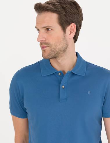 Koyu Mavi Slim Fit Polo Yaka Merserize Tişört