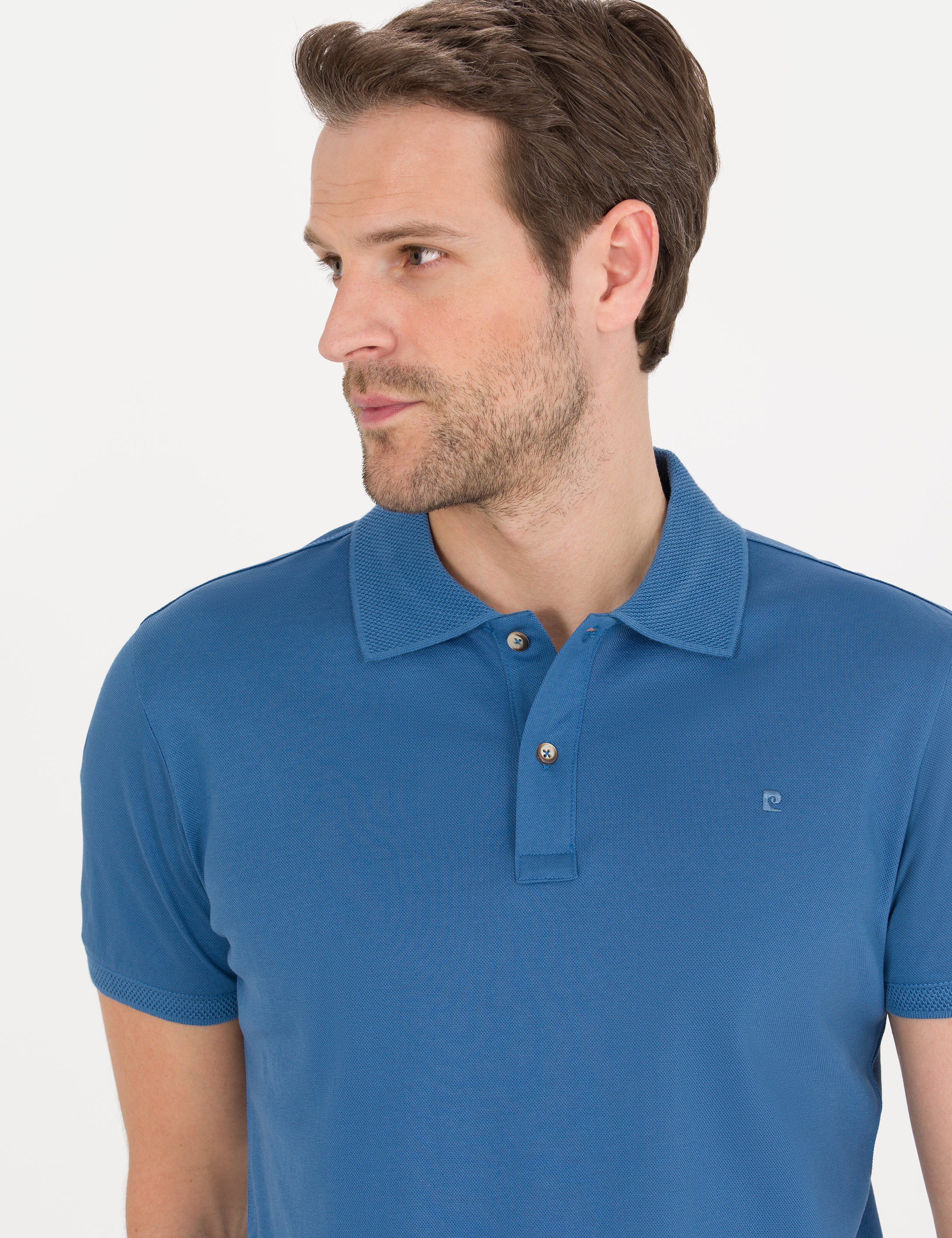 Koyu Mavi Slim Fit Polo Yaka Merserize Tişört
