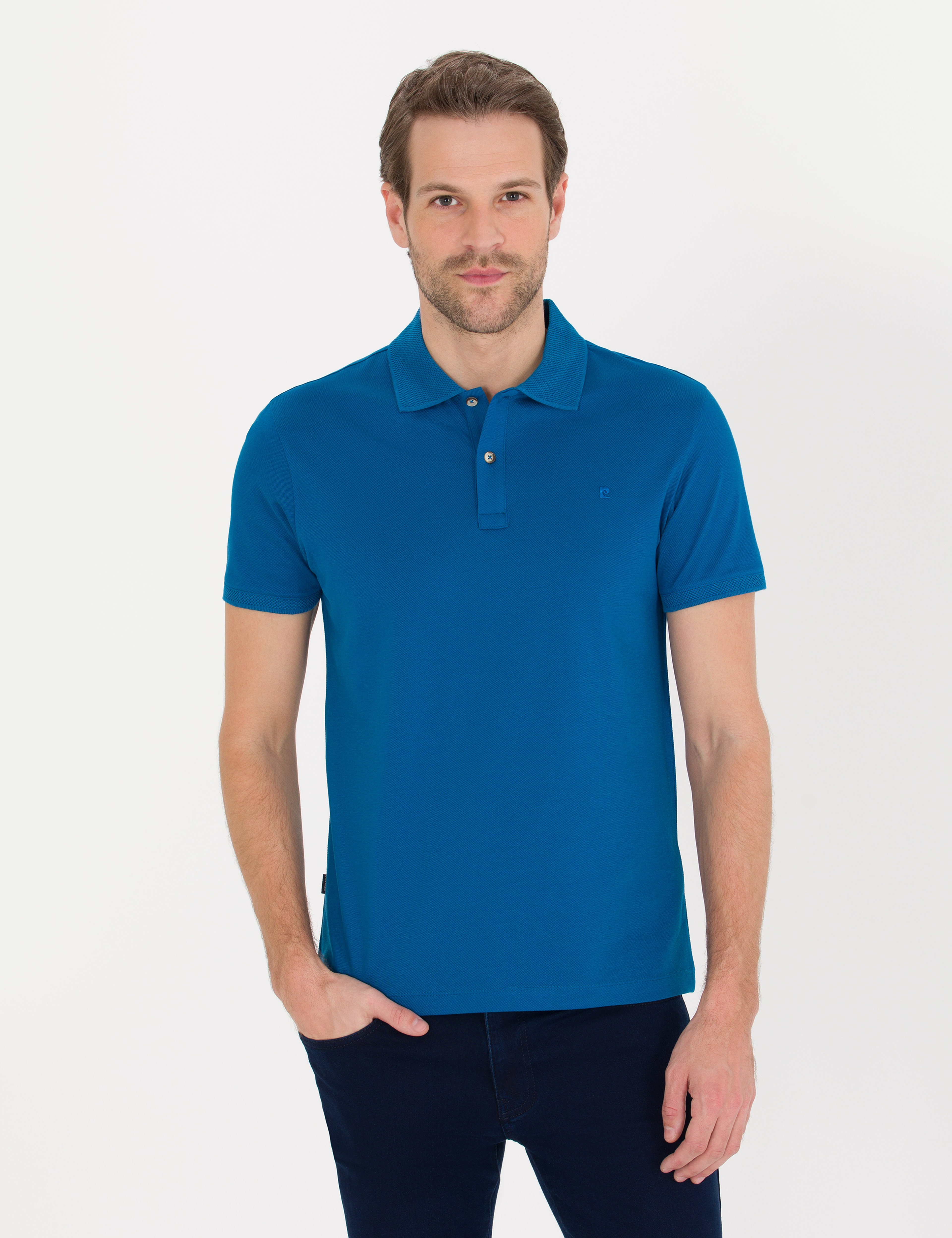 Indigo Slim Fit Polo Yaka Merserize Tişört - Image 2