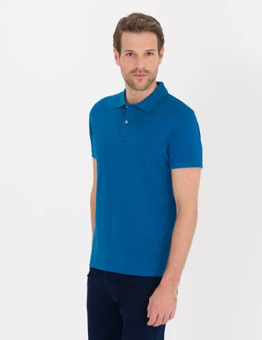 Indigo Slim Fit Polo Yaka Merserize Tişört