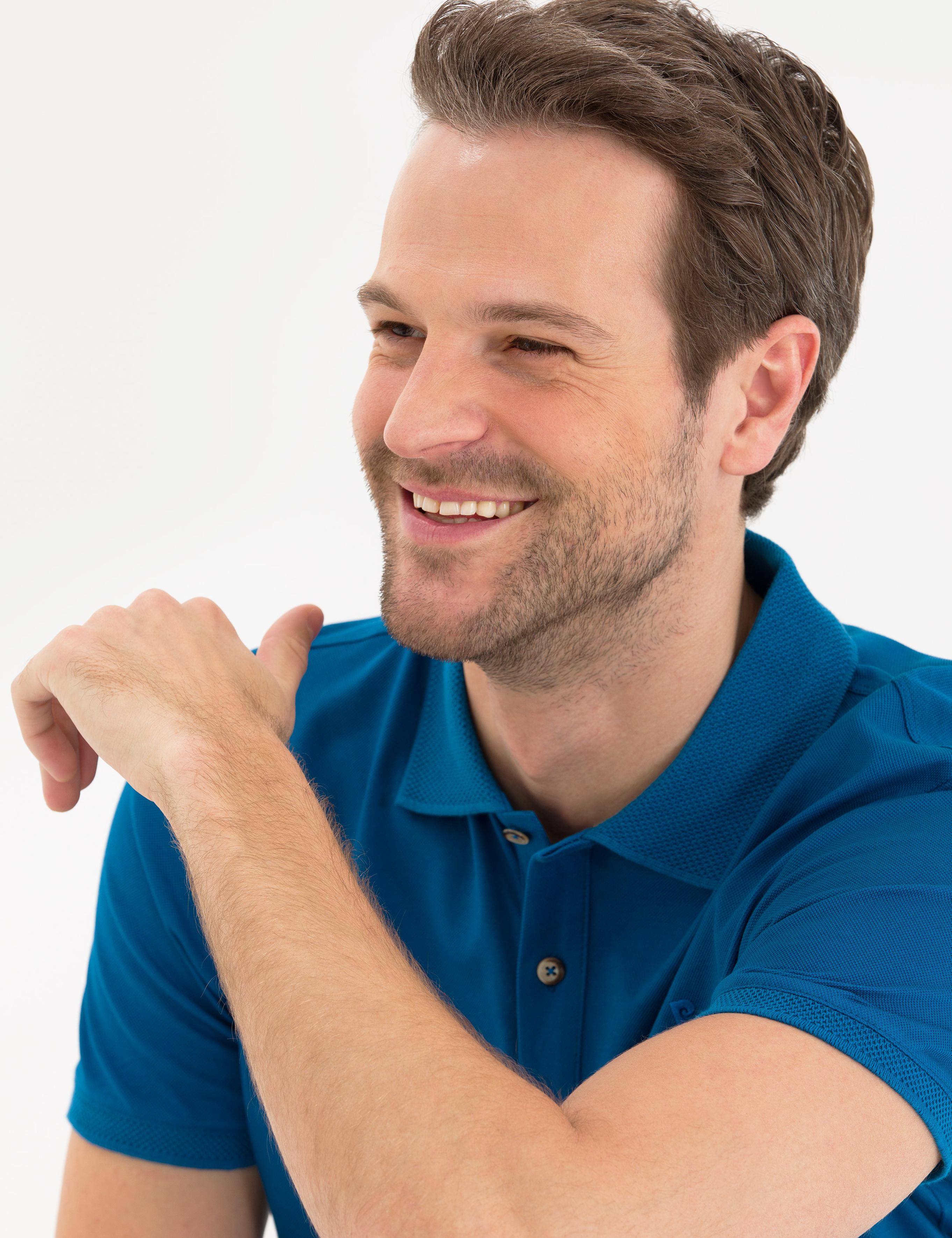 Indigo Slim Fit Polo Yaka Merserize Tişört