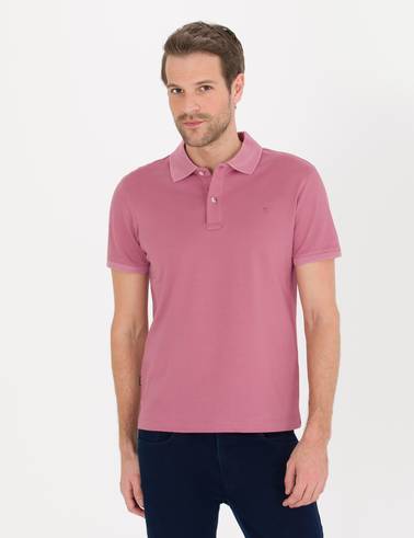 Pembe Slim Fit Polo Yaka Merserize Tişört