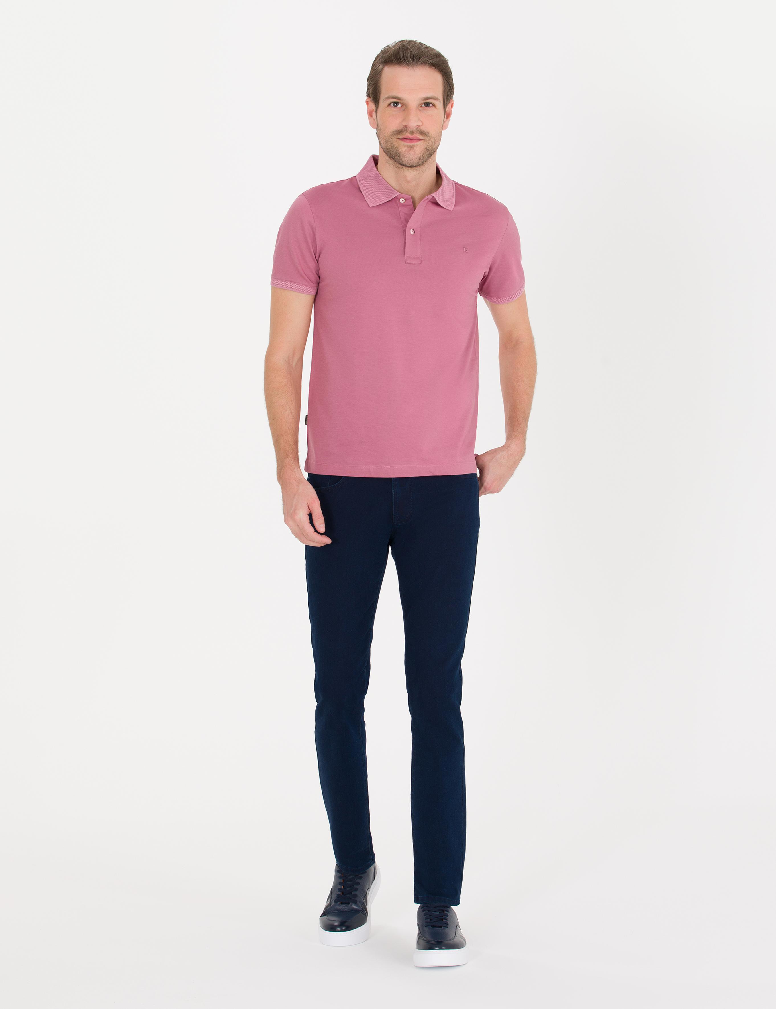 Pembe Slim Fit Polo Yaka Merserize Tişört