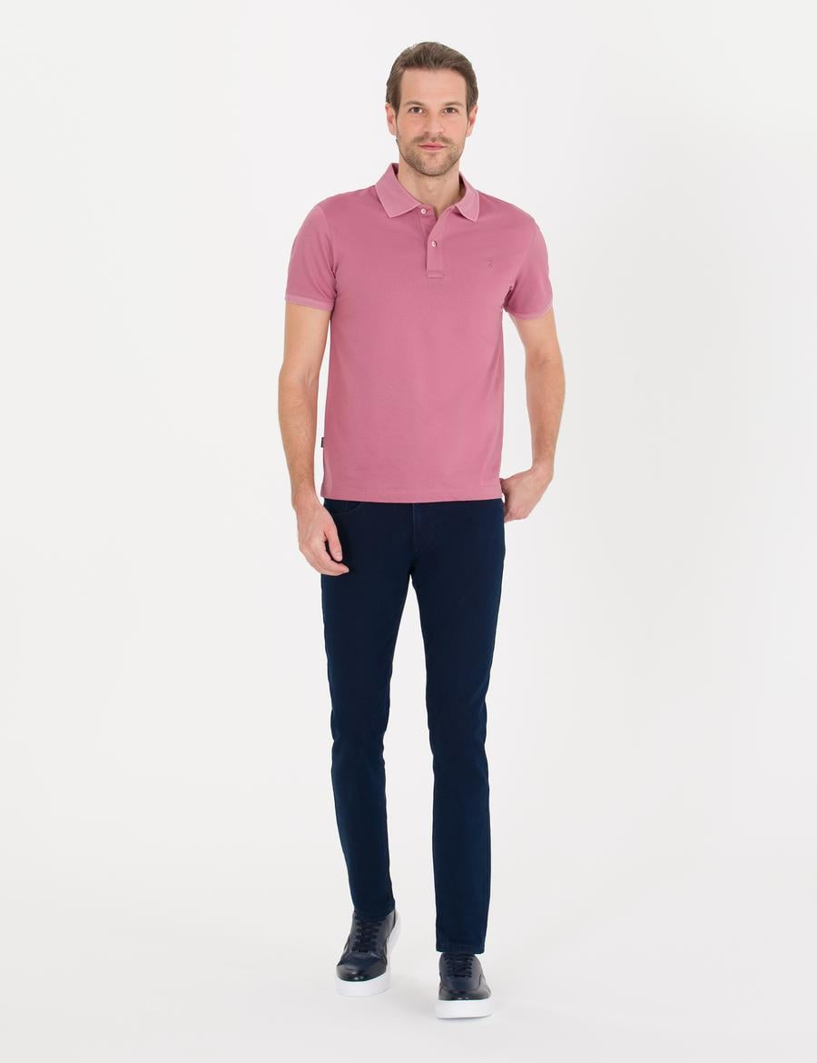 Pembe Slim Fit Polo Yaka Merserize Tişört