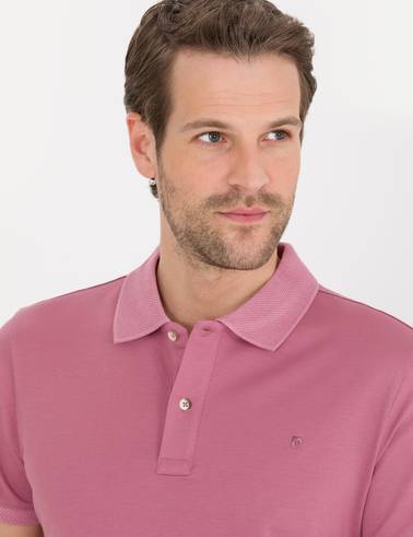 Pembe Slim Fit Polo Yaka Merserize Tişört