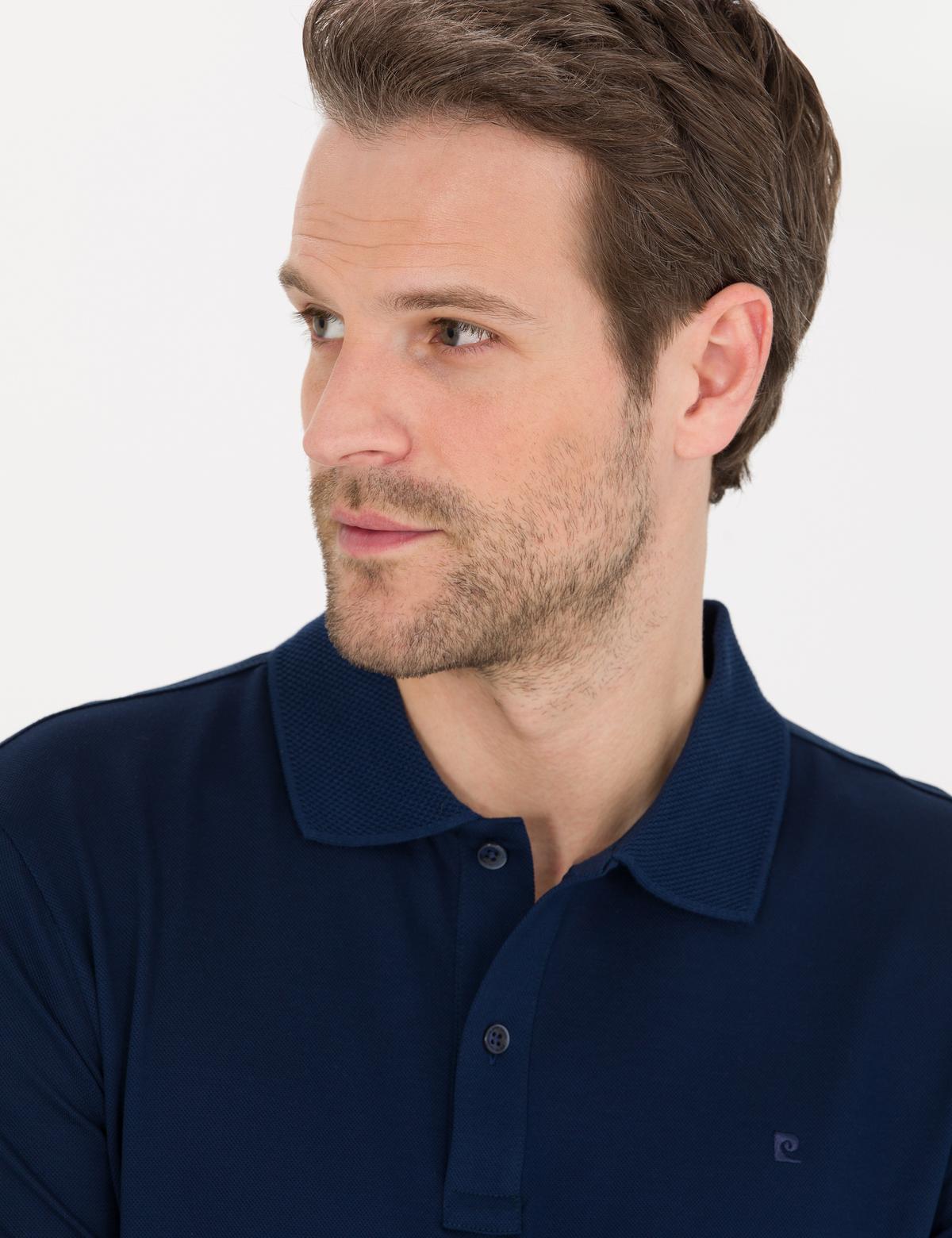 Lacivert Slim Fit Polo Yaka Merserize Tişört - 50262665123