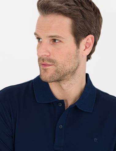 Lacivert Slim Fit Polo Yaka Merserize Tişört