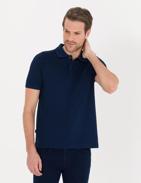 Lacivert Slim Fit Polo Yaka Merserize Tişört - 50262665123