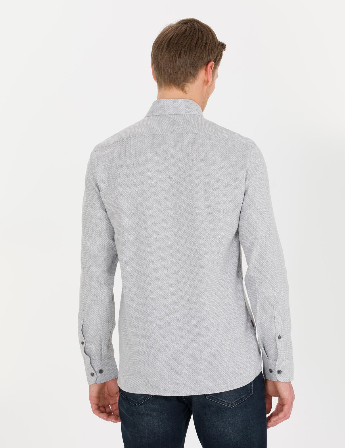 Gri Slim Fit Uzun Kollu Gömlek - 50265762016