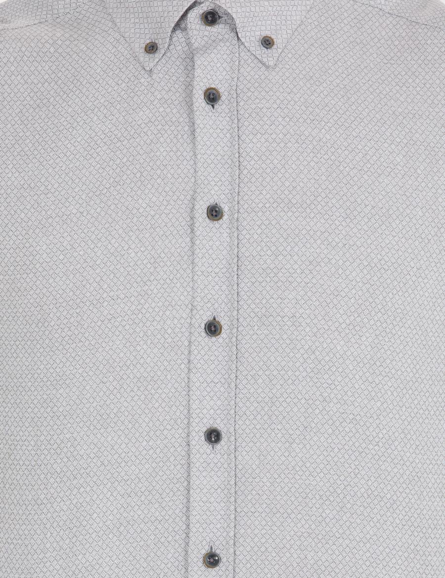 Gri Slim Fit Uzun Kollu Gömlek