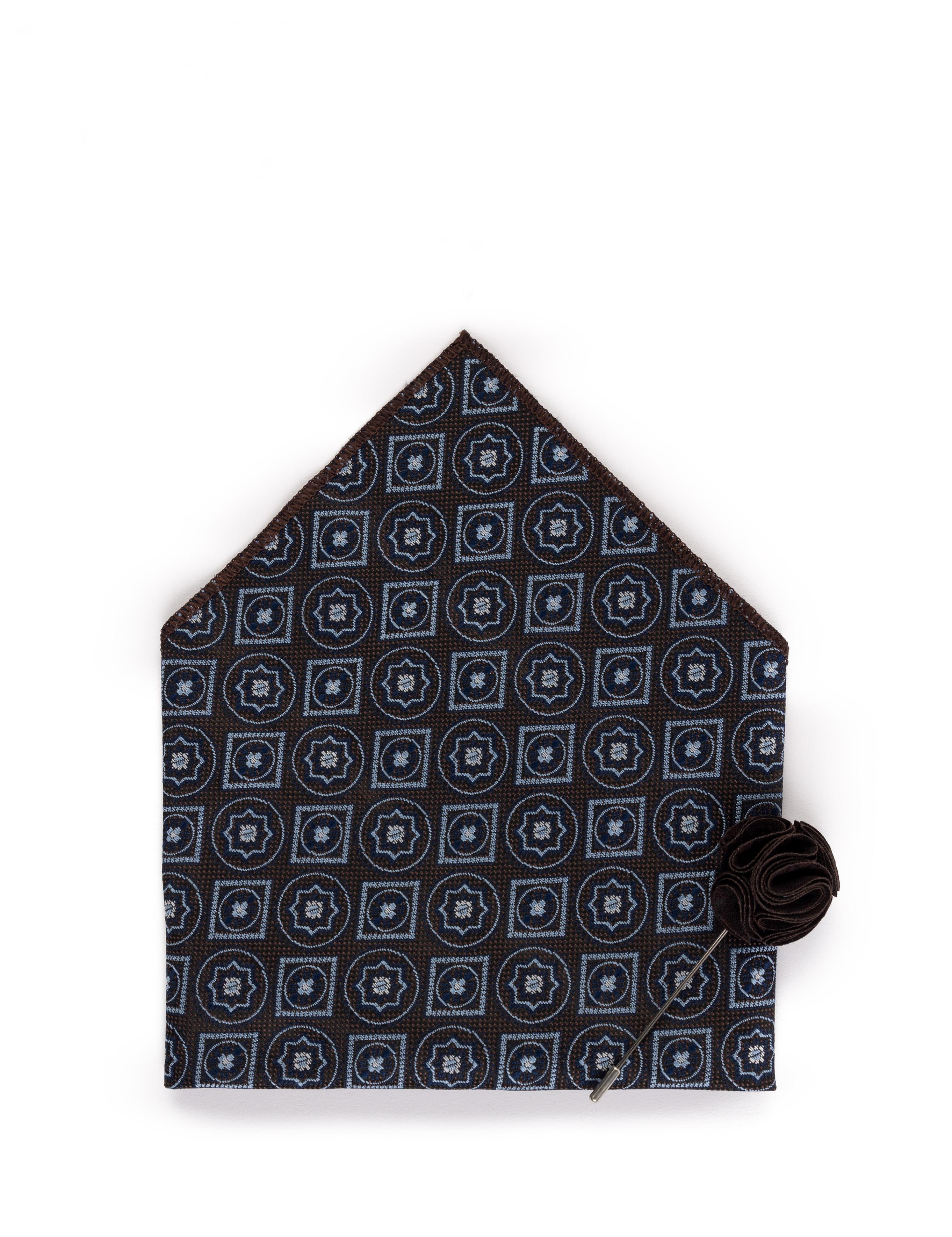 Kahverengi 3'lü Kravat Mendil Set