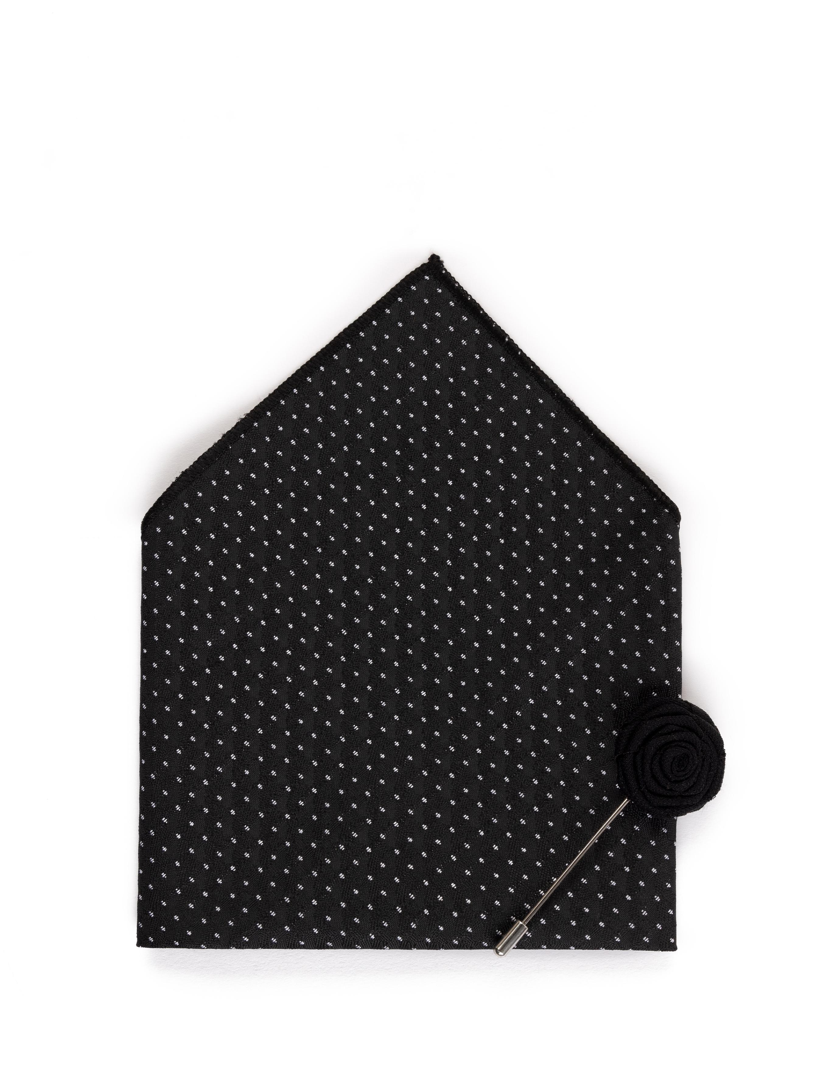Siyah 3'lü Kravat Mendil Set
