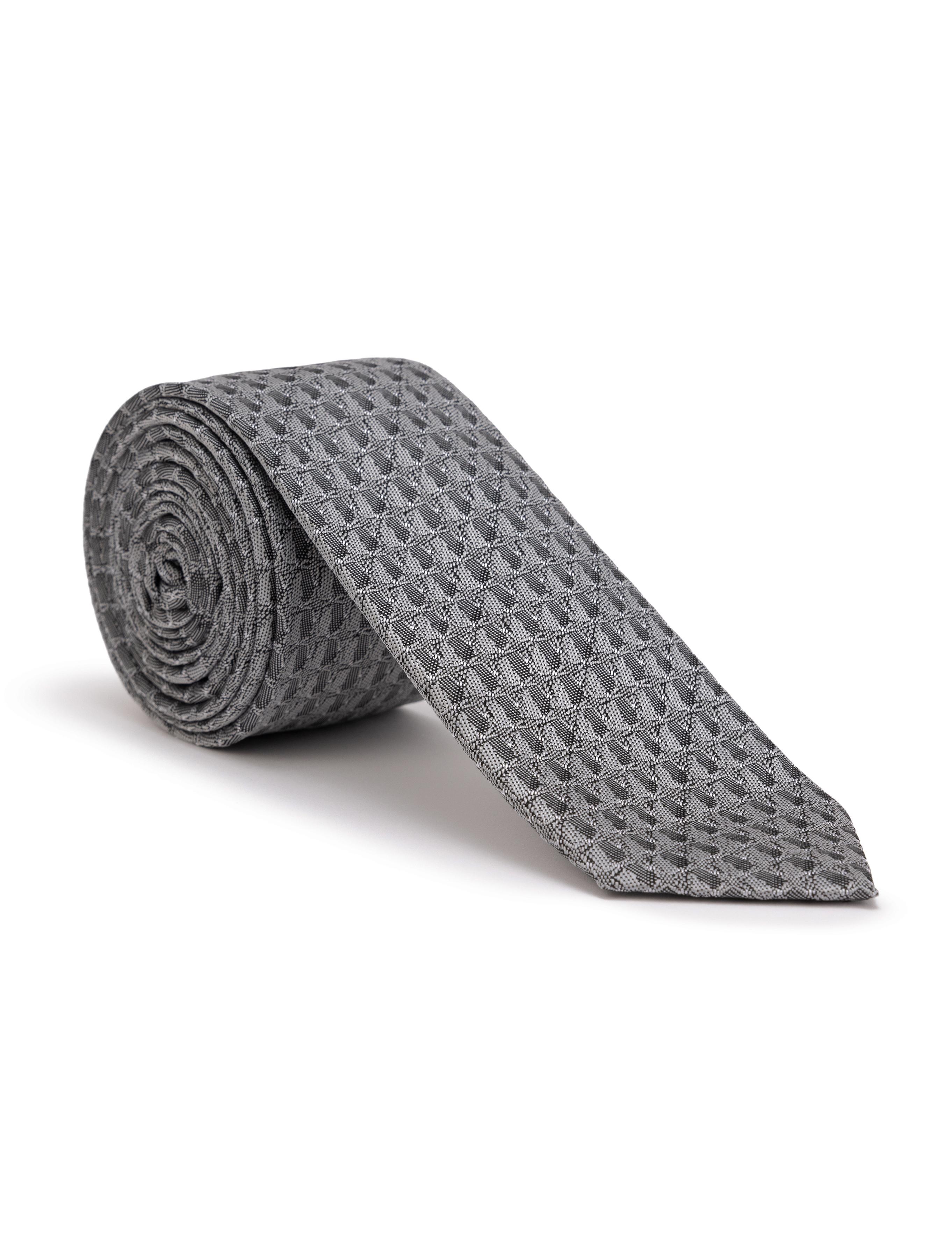 Gri 3'lü Kravat Mendil Set