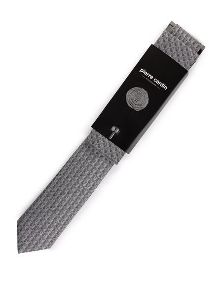 Gri 3'lü Kravat Mendil Set - 50269550002