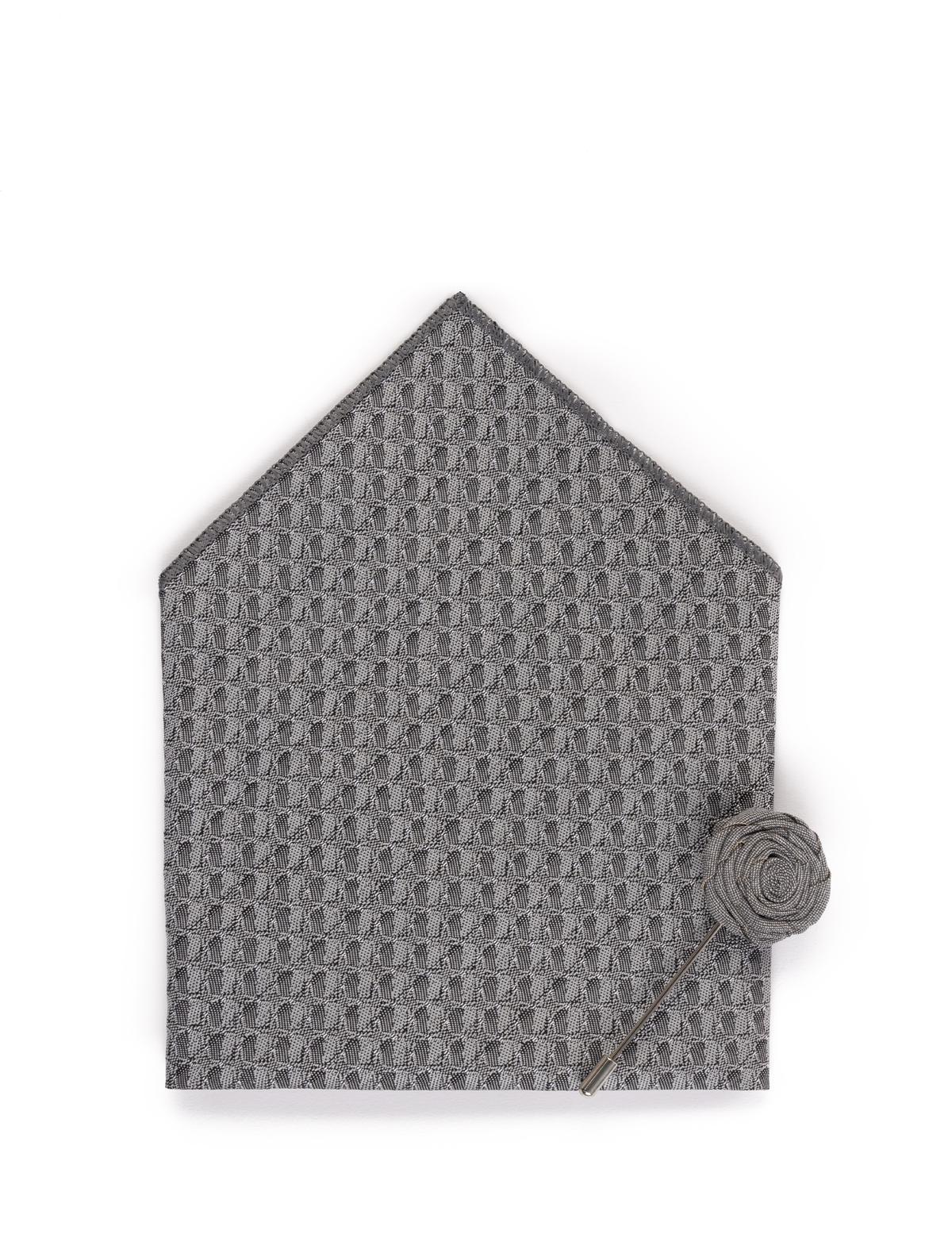 Gri 3'lü Kravat Mendil Set - 50269550002