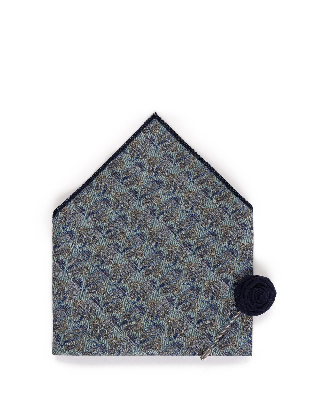 Mavi 3'lü Kravat Mendil Set - 50269554002