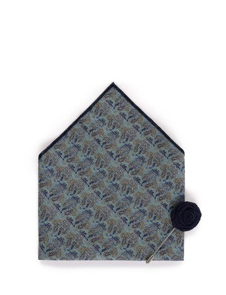 Mavi 3'lü Kravat Mendil Set - 50269554002