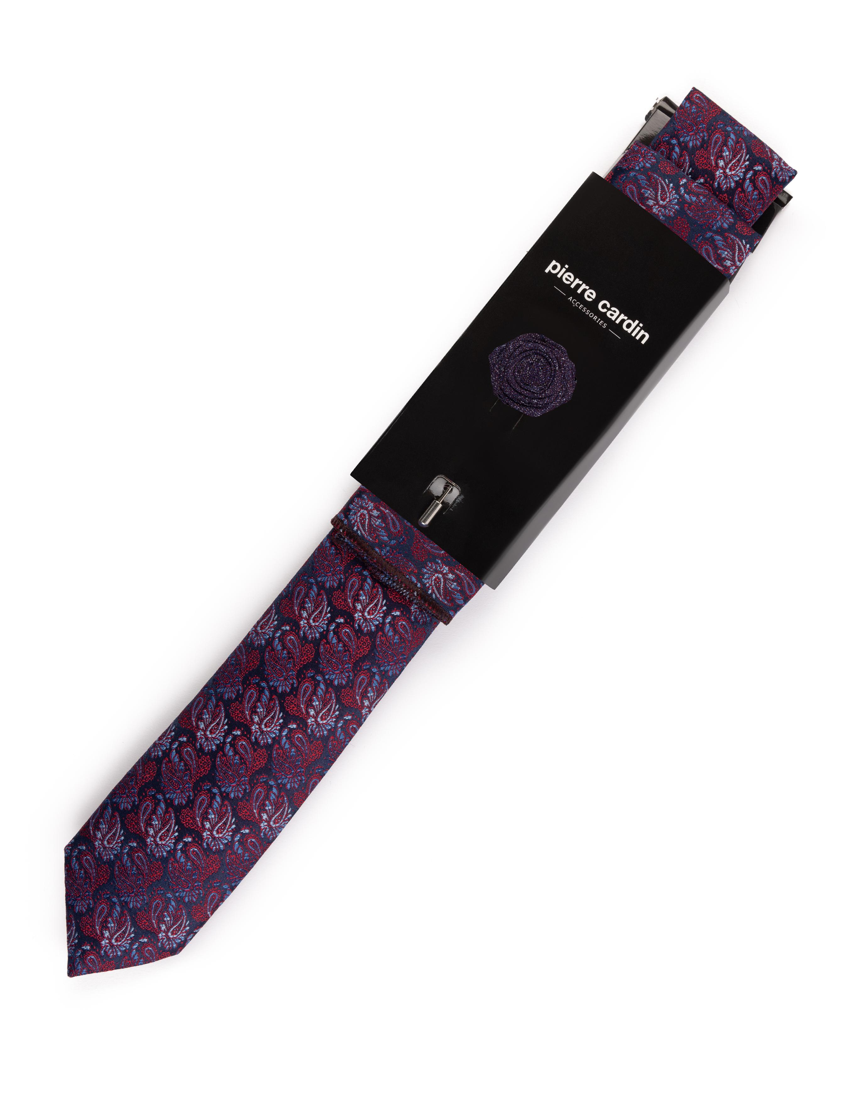 Mor 3'lü Kravat-Mendil-Kravat İğnesi Set