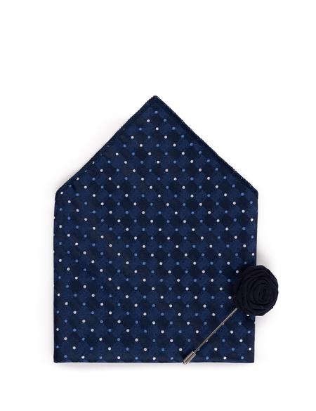 Lacivert 3'lü Kravat Mendil Set - 50269556001