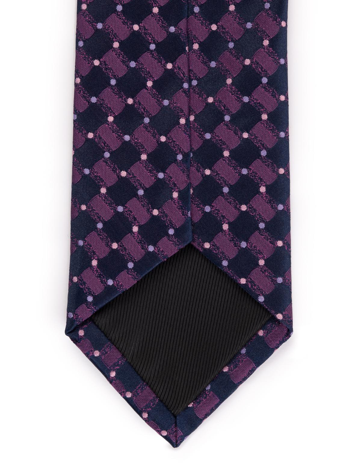 Mor 3'lü Kravat Mendil Set - 50269556002