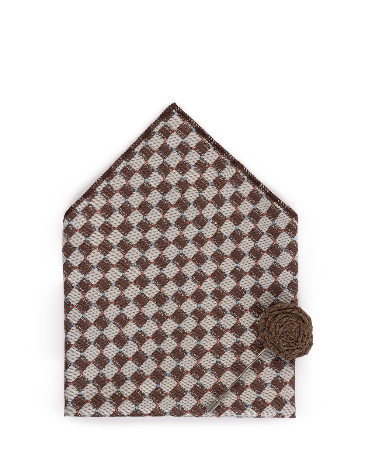 Bej 3'lü Kravat-Mendil-Kravat İğnesi Set - 50269556003