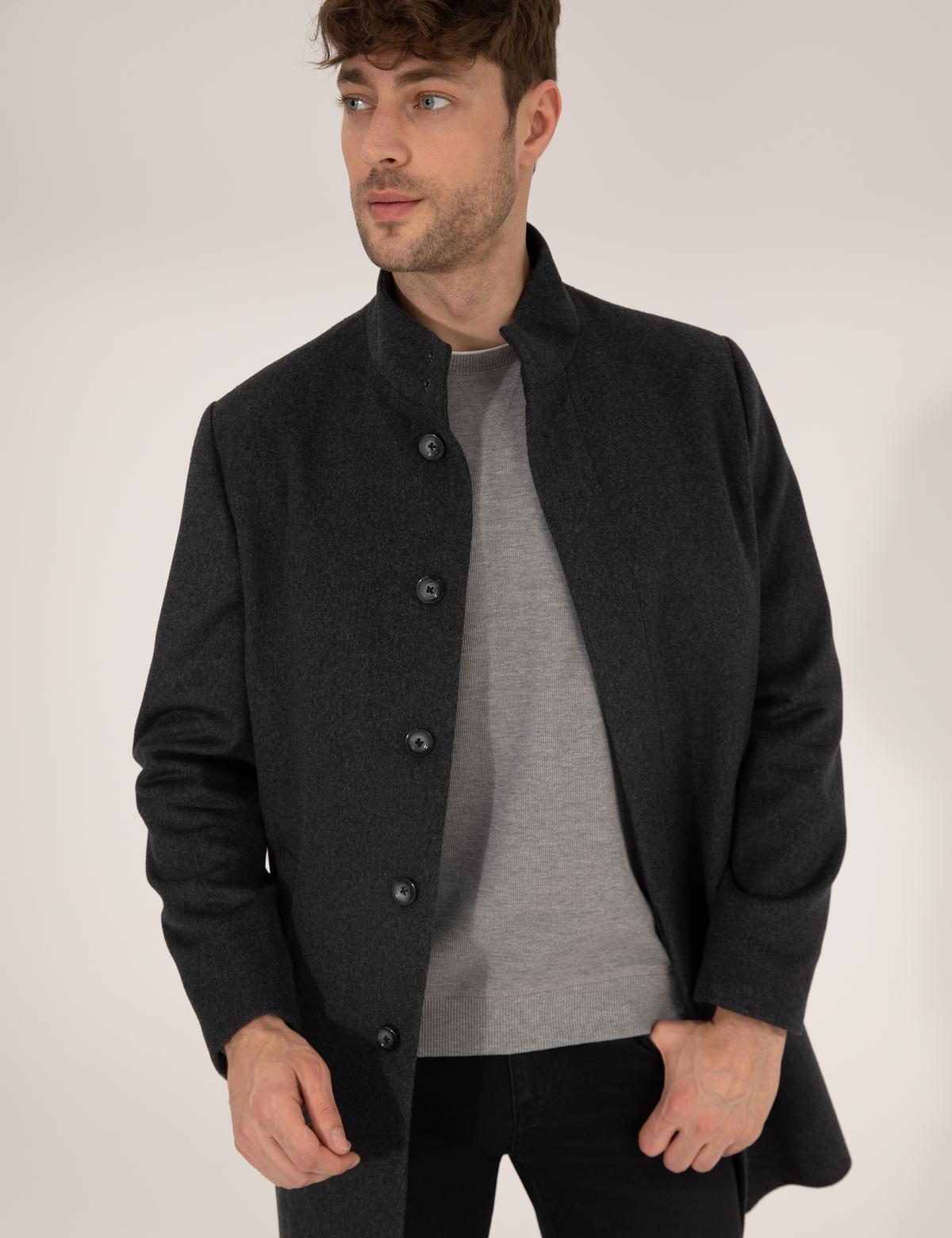 Antrasit Slim Fit Palto - 50257493020