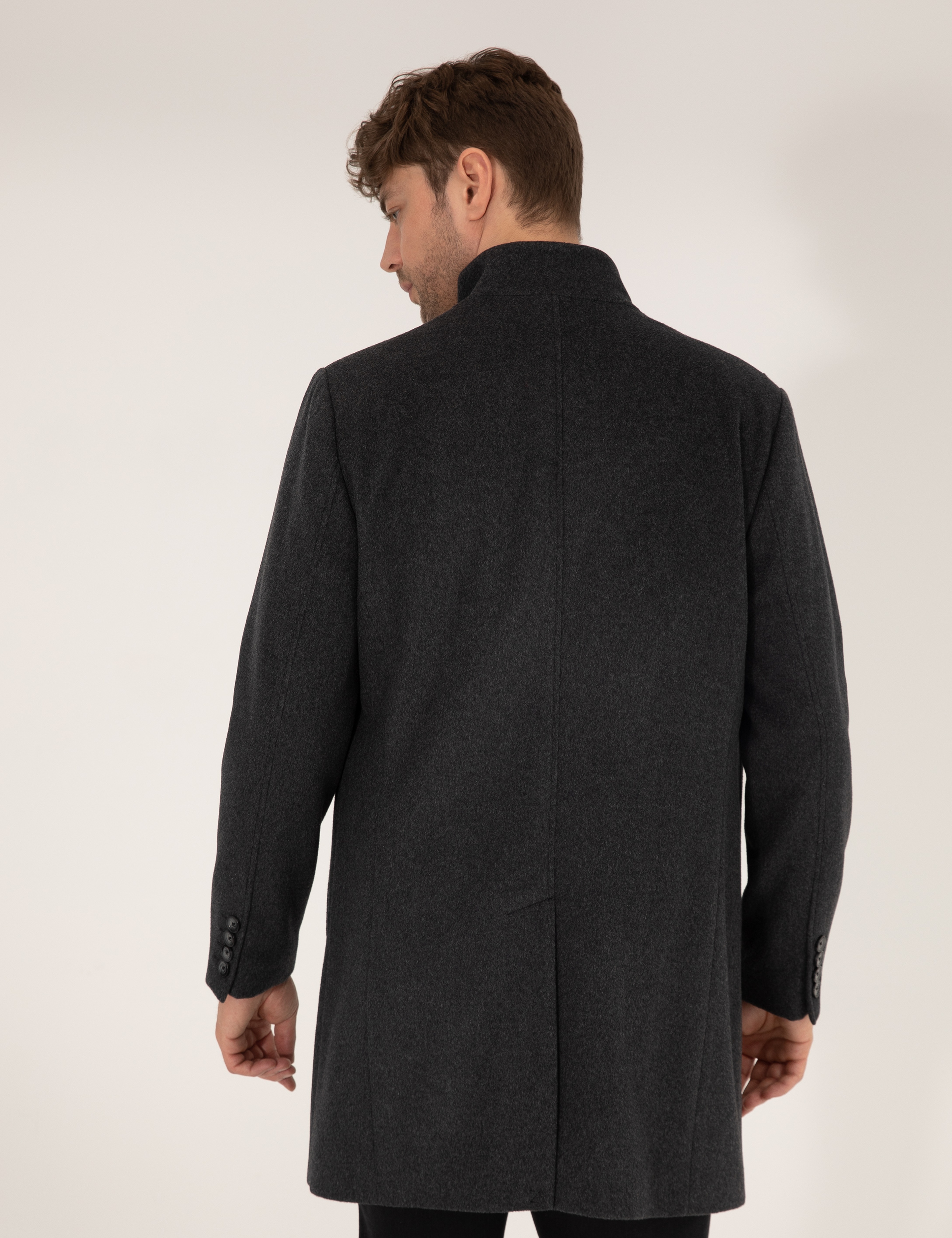 Antrasit Slim Fit Palto - Image 5