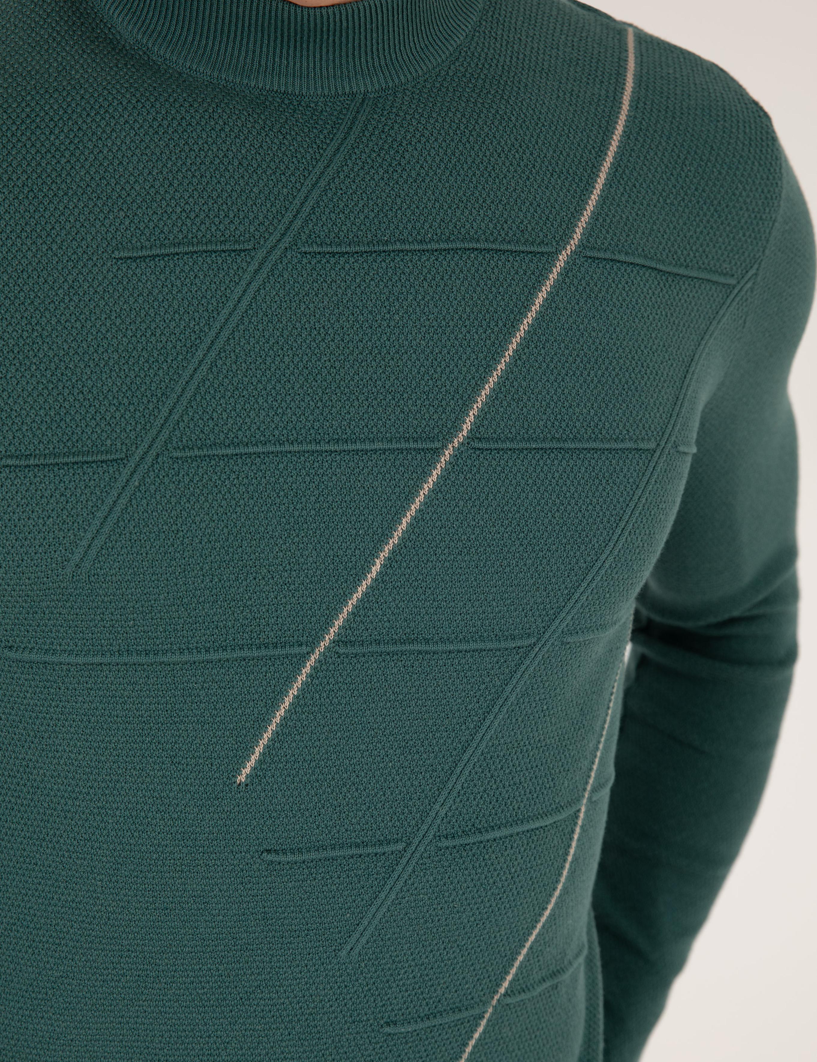 Yeşil Slim Fit Bisiklet Yaka Triko Kazak