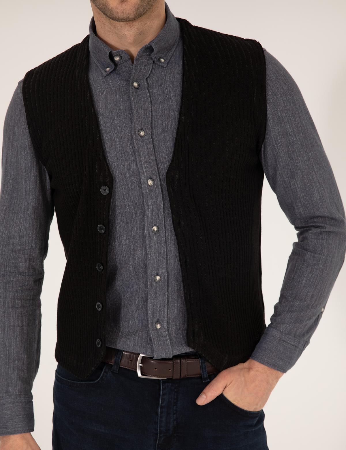 Siyah Triko Yelek - 50263175001