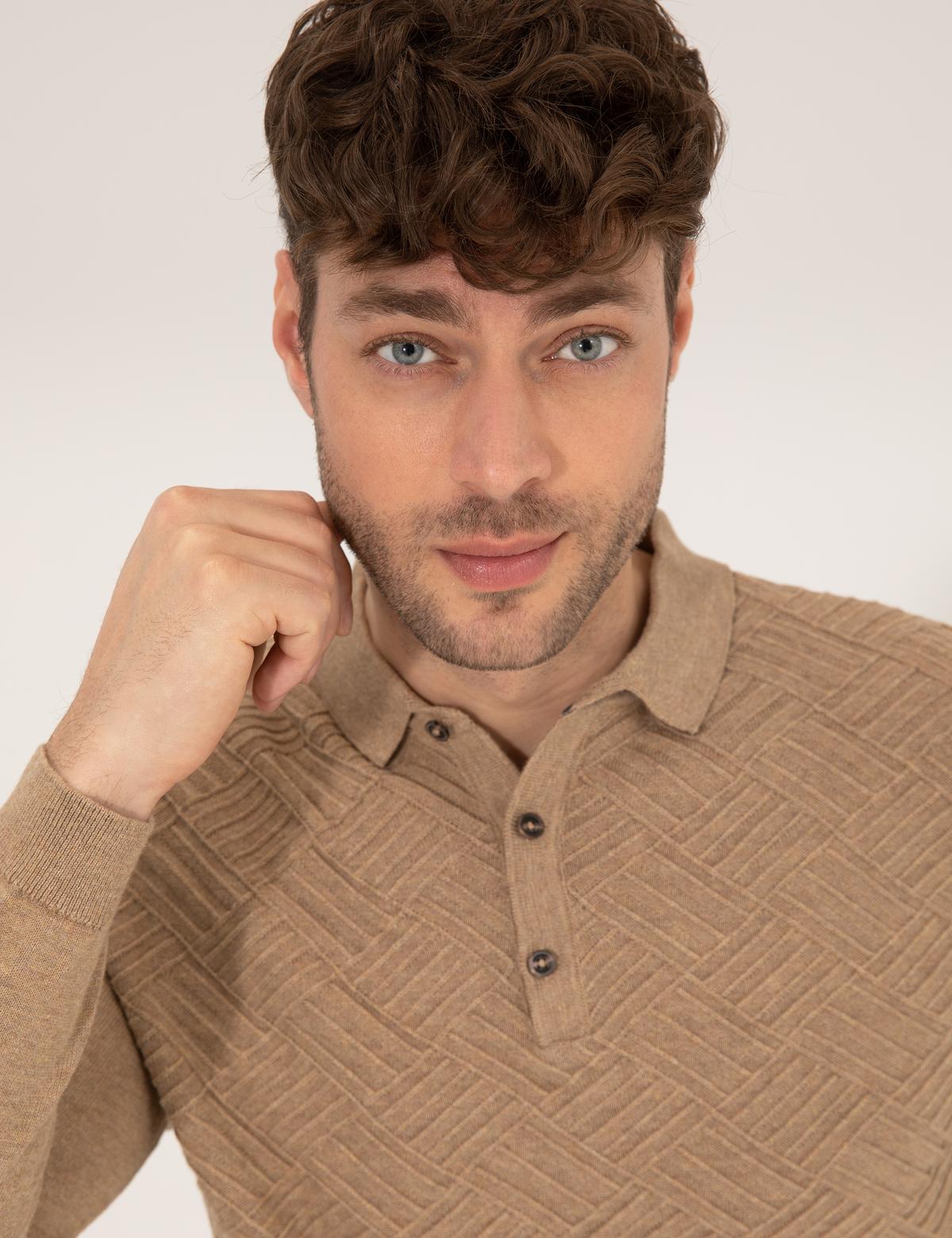 Kahverengi Slim Fit Kazak - 50265441032