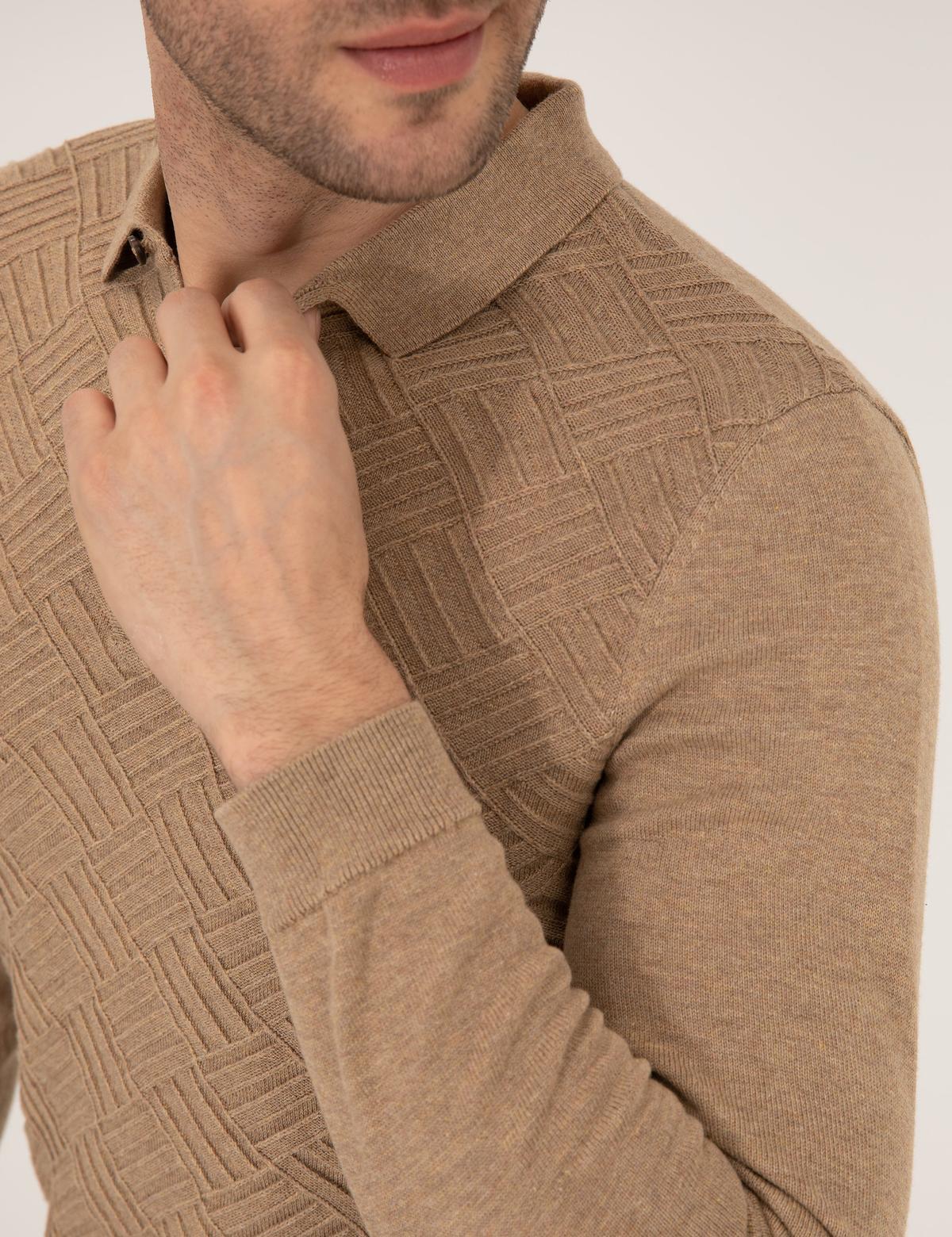 Kahverengi Slim Fit Kazak - 50265441032