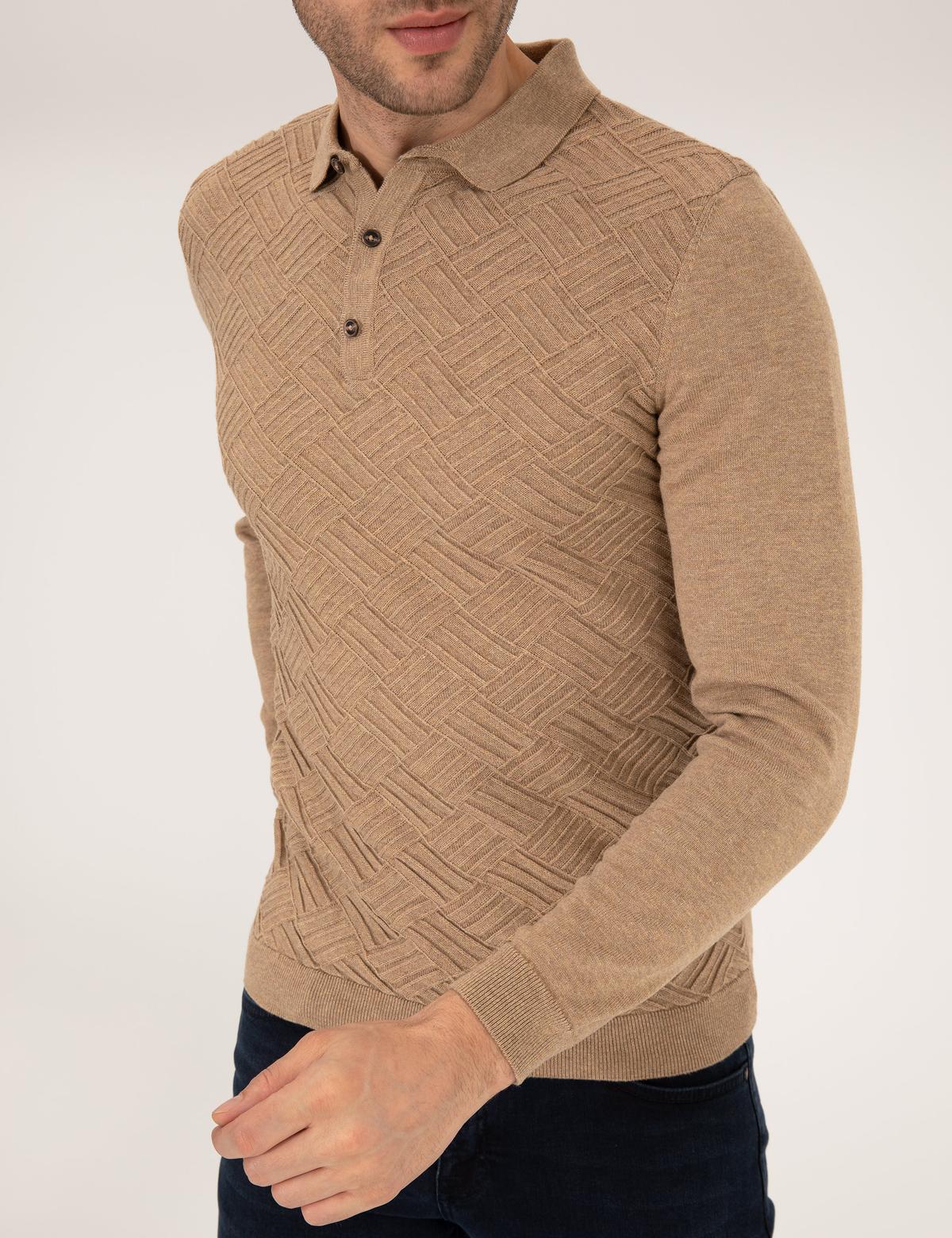 Kahverengi Slim Fit Kazak - 50265441032