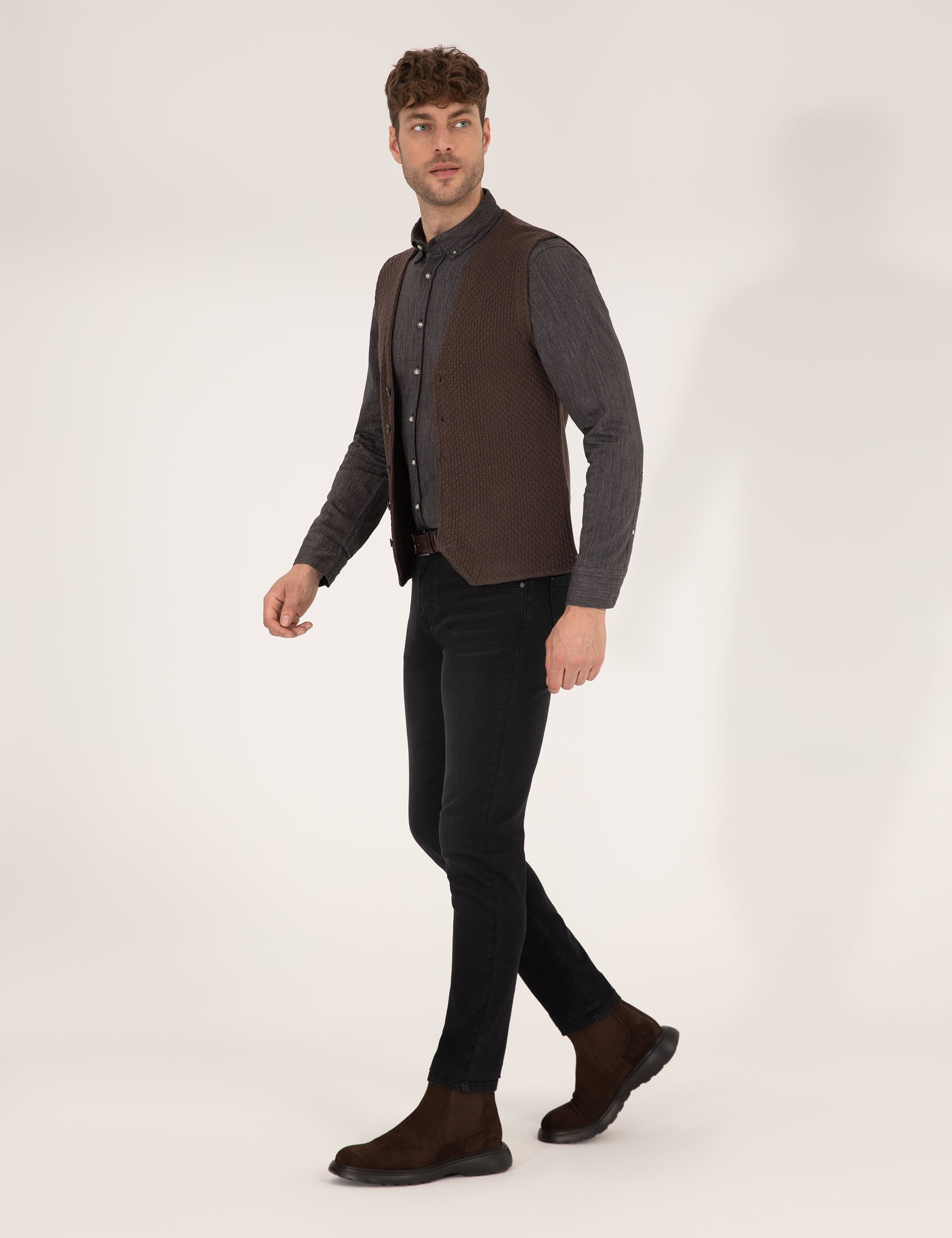 Pierre Cardin Kahverengi Triko Yelek görsel 4