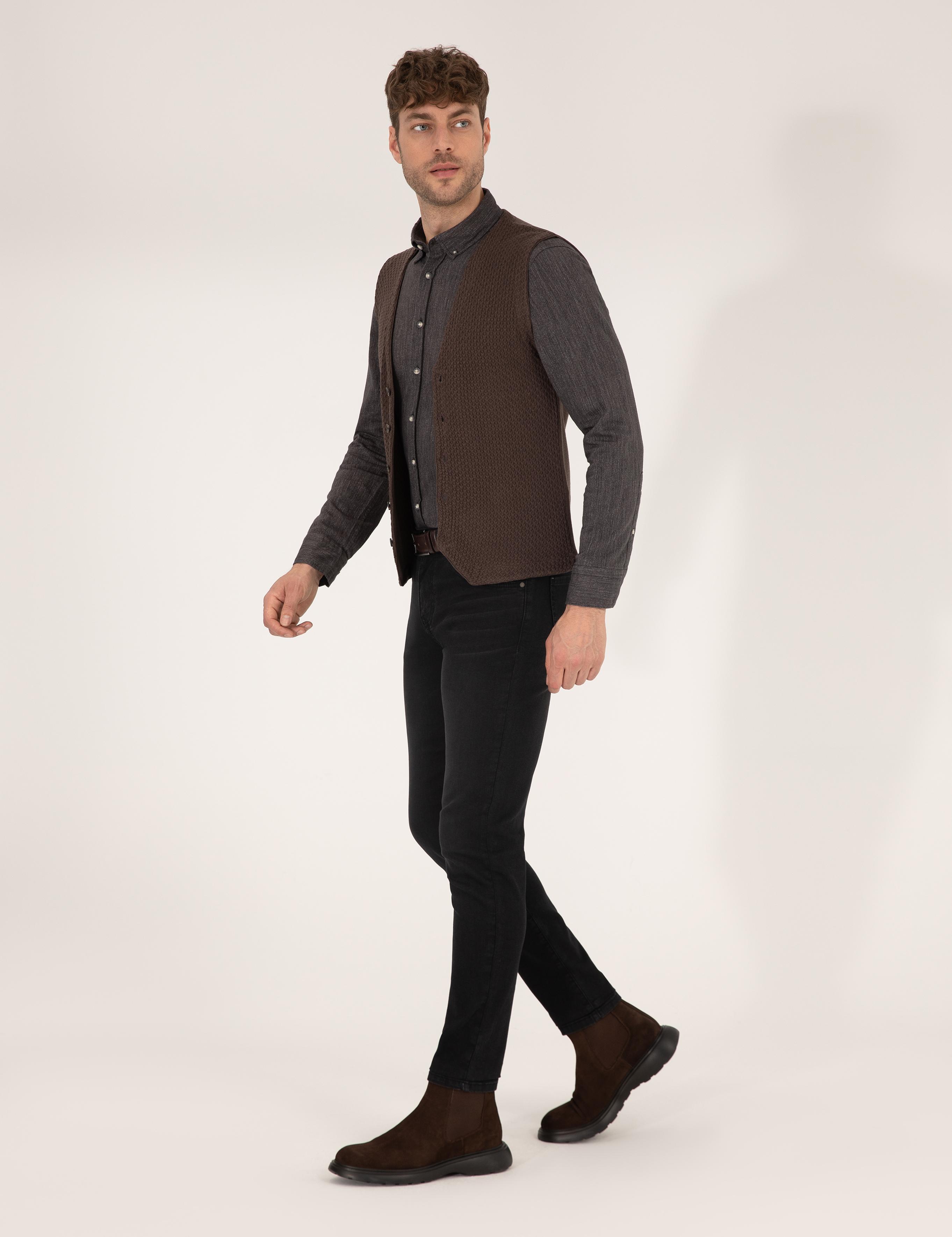 Kahverengi Triko Yelek