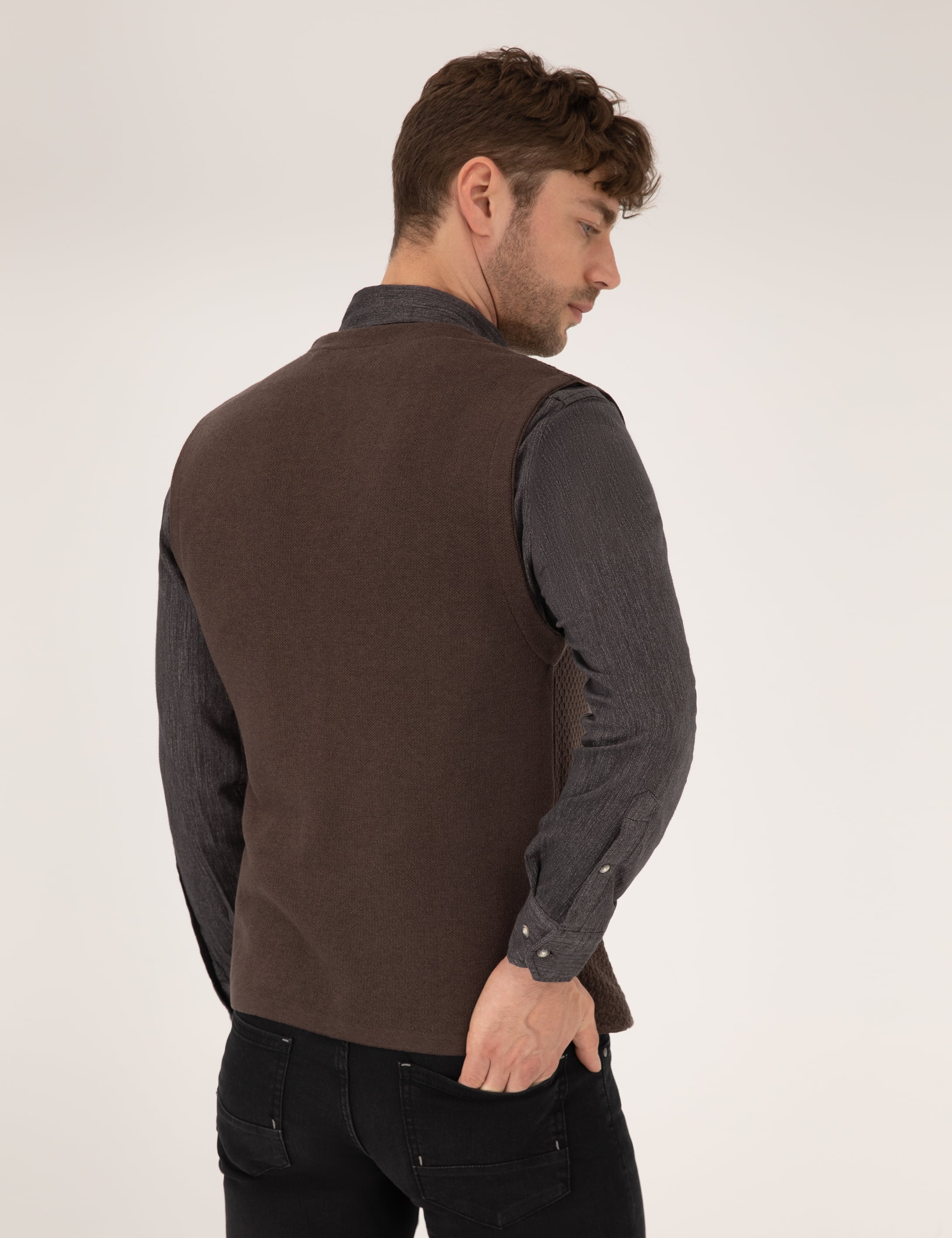 Pierre Cardin Kahverengi Triko Yelek görsel 5
