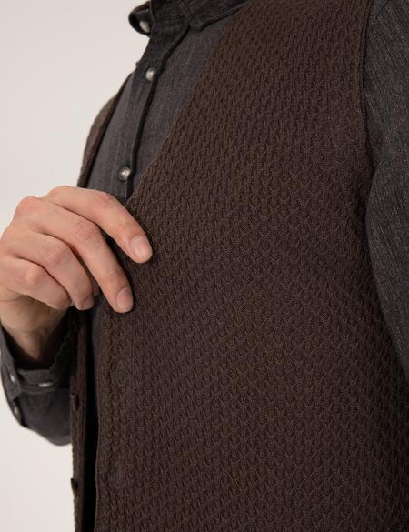 Kahverengi Triko Yelek - 50263171023