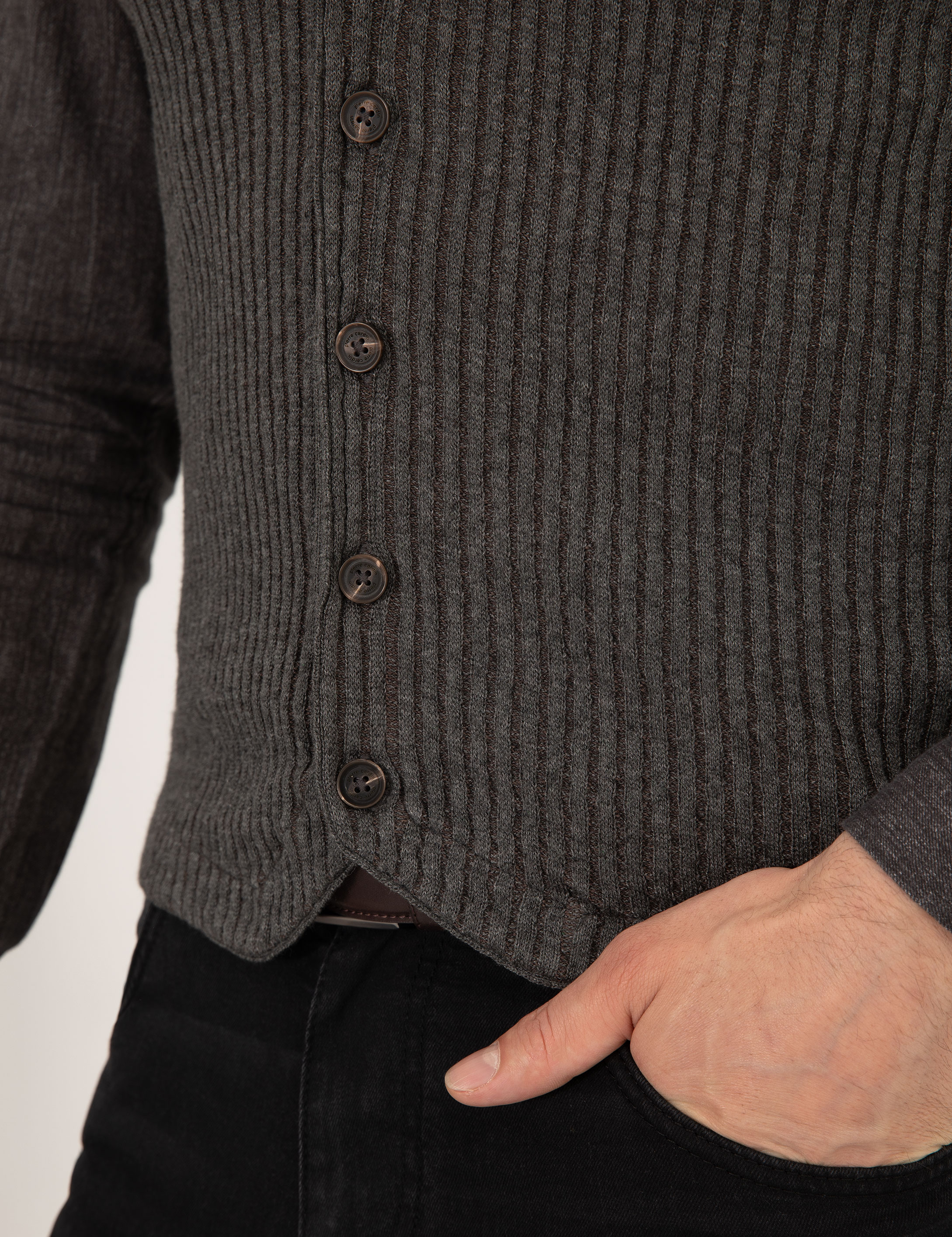 Pierre Cardin Gri Melanj Triko Yelek görsel 7