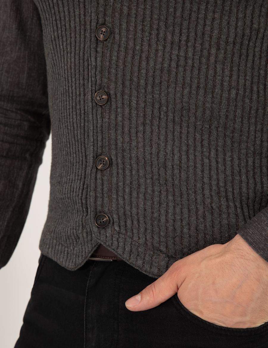 Gri Melanj Triko Yelek