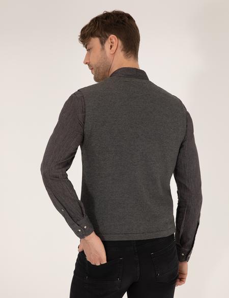 Gri Melanj Triko Yelek - 50263175007